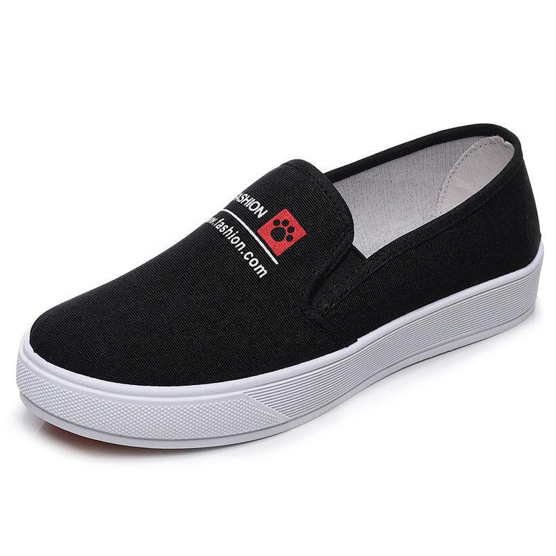 Spring Single Shoes Canvas Shoes Female Students' Cloth Shoes Female Thick Soled Casual Shoes Female One Foot Pedals