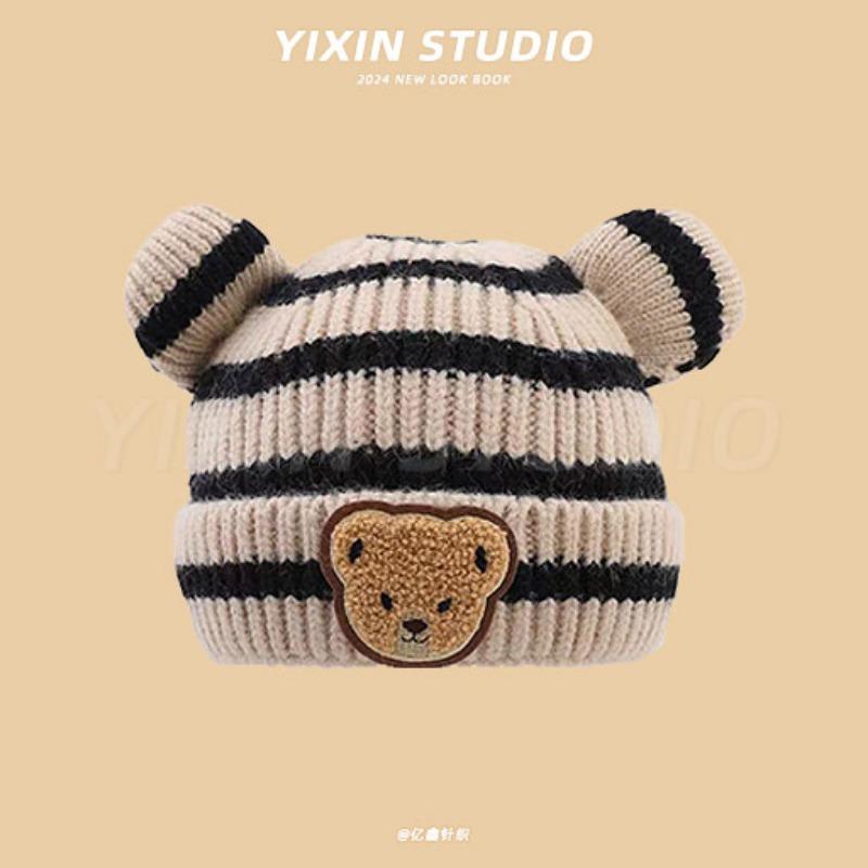 Autumn and Winter Boys and Girls Children's Hats Baby Hats Cute Cartoon Bears Plush Hats Thermal Hats Ear Protectors Knitted Hats