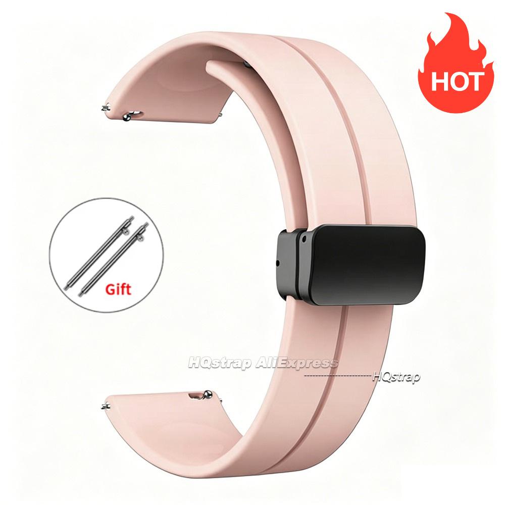 Magnetic Silicone Watch Strap 18mm 20mm 22mm Bracelet Magnetic Metal Buckle Wristband Quick Release Men Women Band Accessories