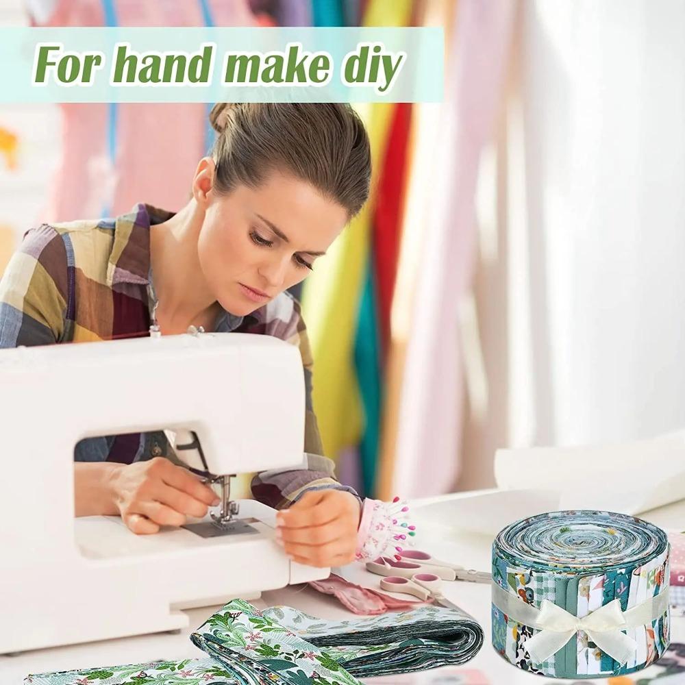 20Pcs DIY Precuts Fabric Jelly Rolls Floral Quilting Strips Patchwork Clothing Accessories