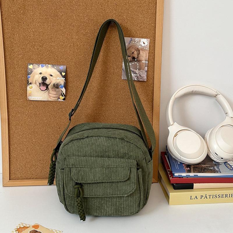 Corduroy spring new fashion solid color women's bag shoulder messenger bag campus fashion bag