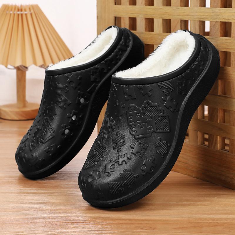 New Winter Unisex Home Cotton Shoes Warm Plush Slippers Couple's Indoor Anti-slip House Slides Men And Women Soft EVA Shoes