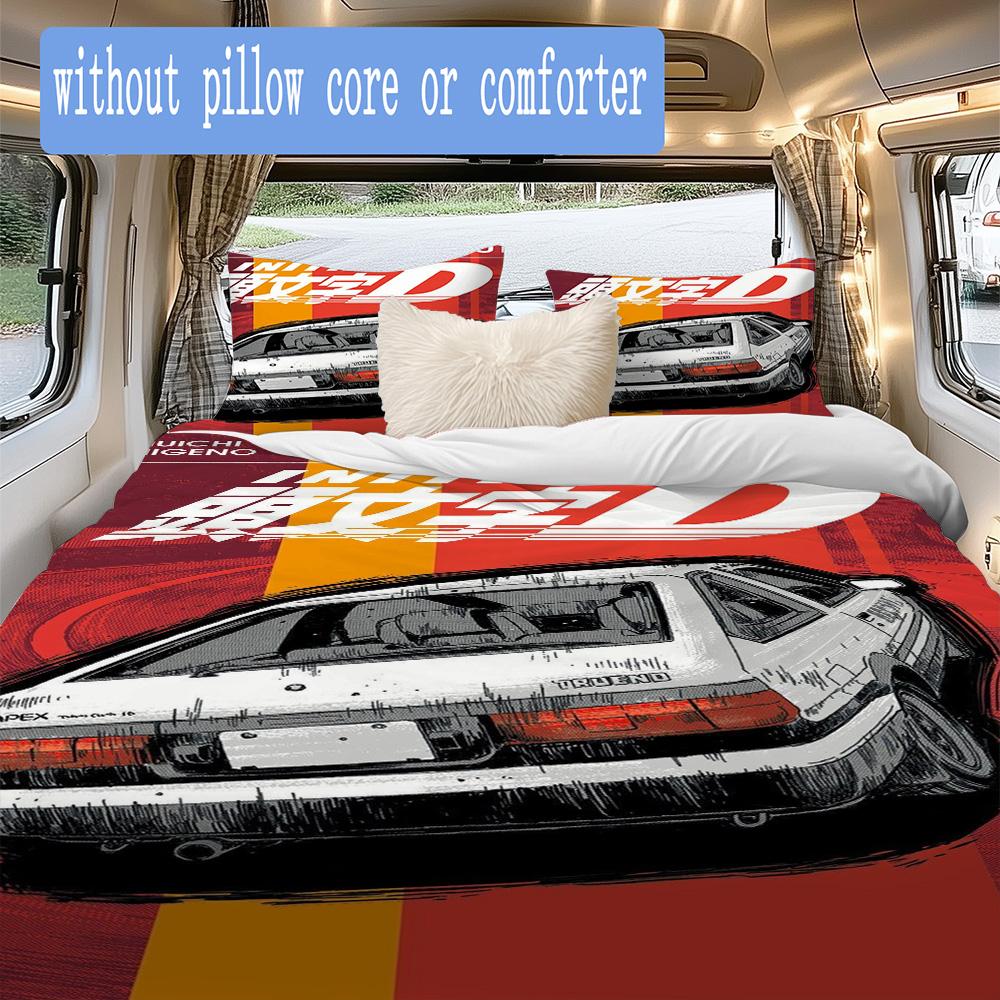 Initial D Pattern Bedding,Quilt Set Quilt Cover Pillowcase Home Birthday Gift (1*duvet cover+2*pillowcase,without core)SSJT0917215