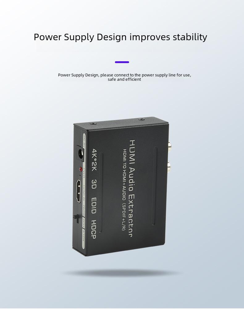 HDMI to HDMI, Audio + SPDIF + R/L Converter with Power Supply