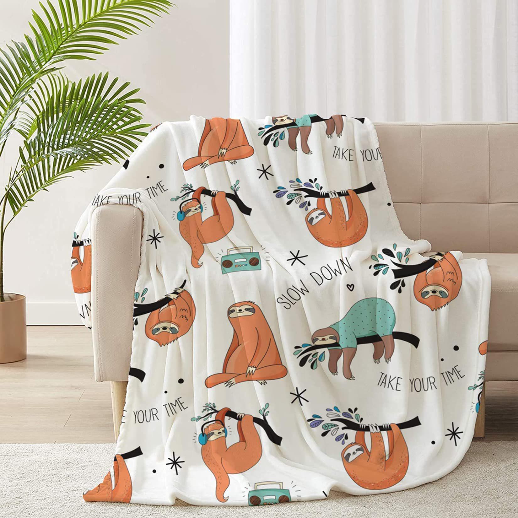 

Cartoon Sloth Flannel Blanket Cartoon Print Soft Blanket Bed Flannel Blanket Available In All Seasons 70x100cm