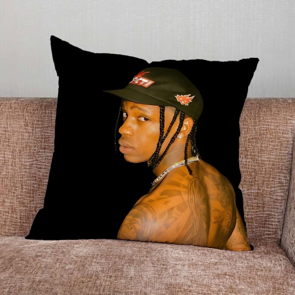 T-Travis Scott Rapper Pillow Case For Home Bedroom Car Office Decoration Living Room Sofa Cushion Cover Suitable
