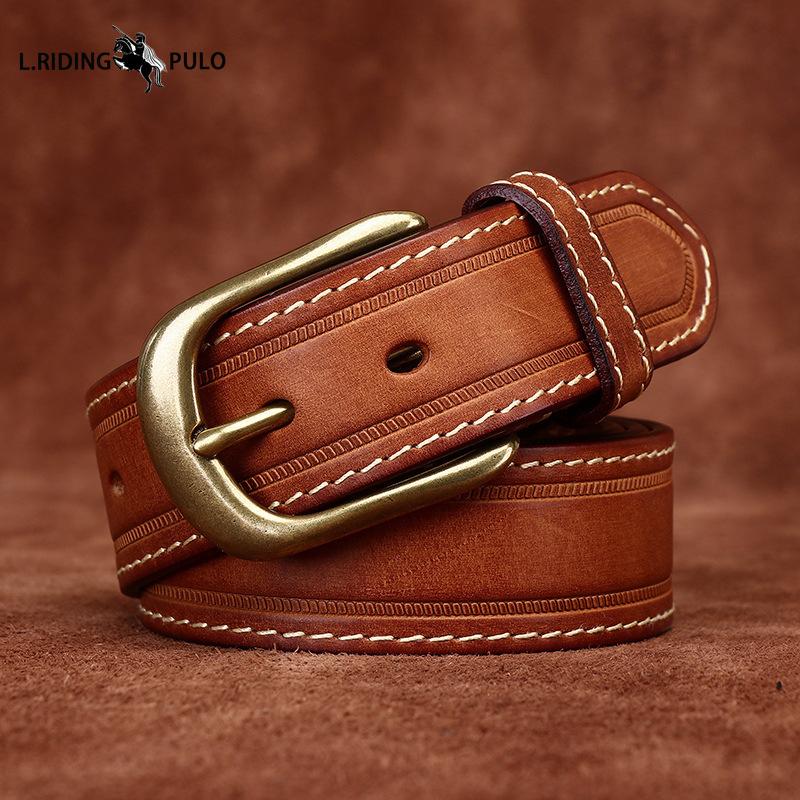 Handmade Vintage Distressed Frosted Leather Pin Buckle Men's Cowhide Belt Men's Casual Belt