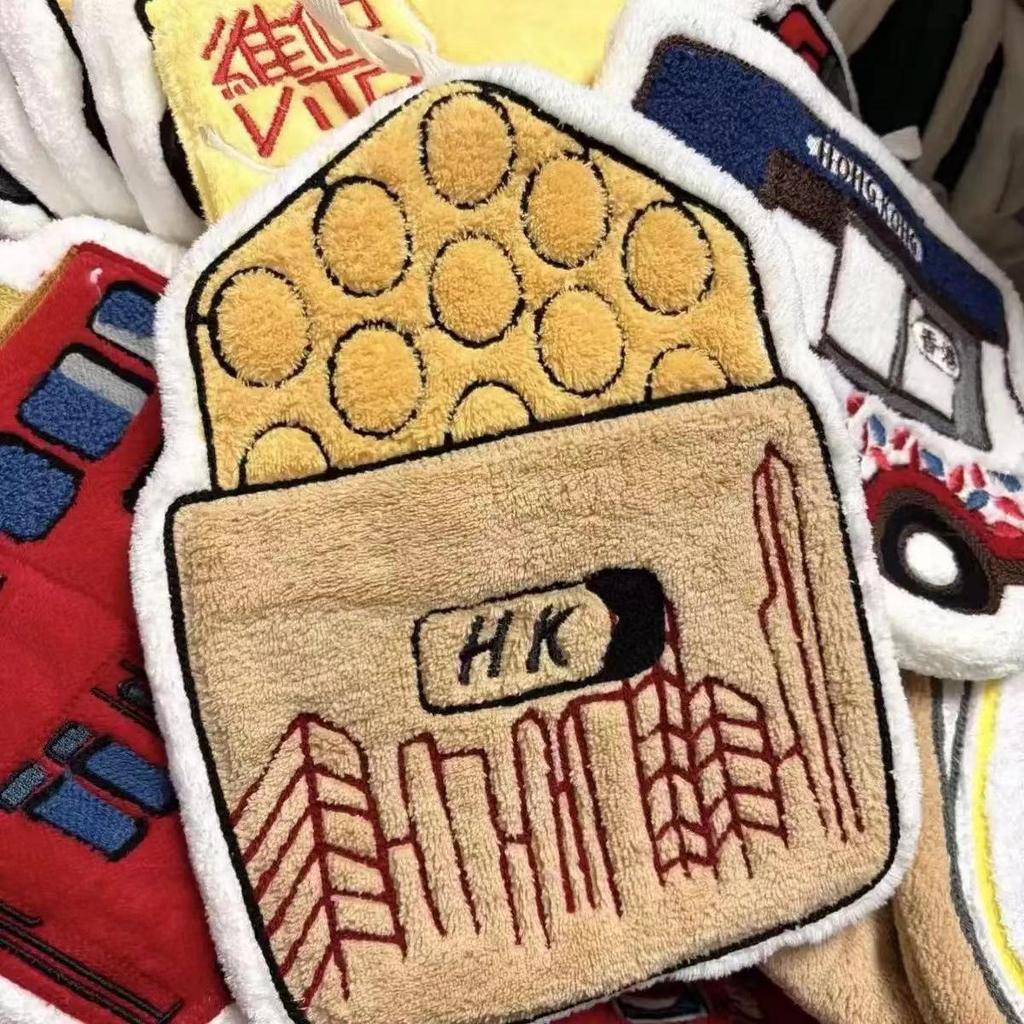 Hong Kong Style Quick-Dry Cartoon Bus Taxi Coral Fleece Hand Towel