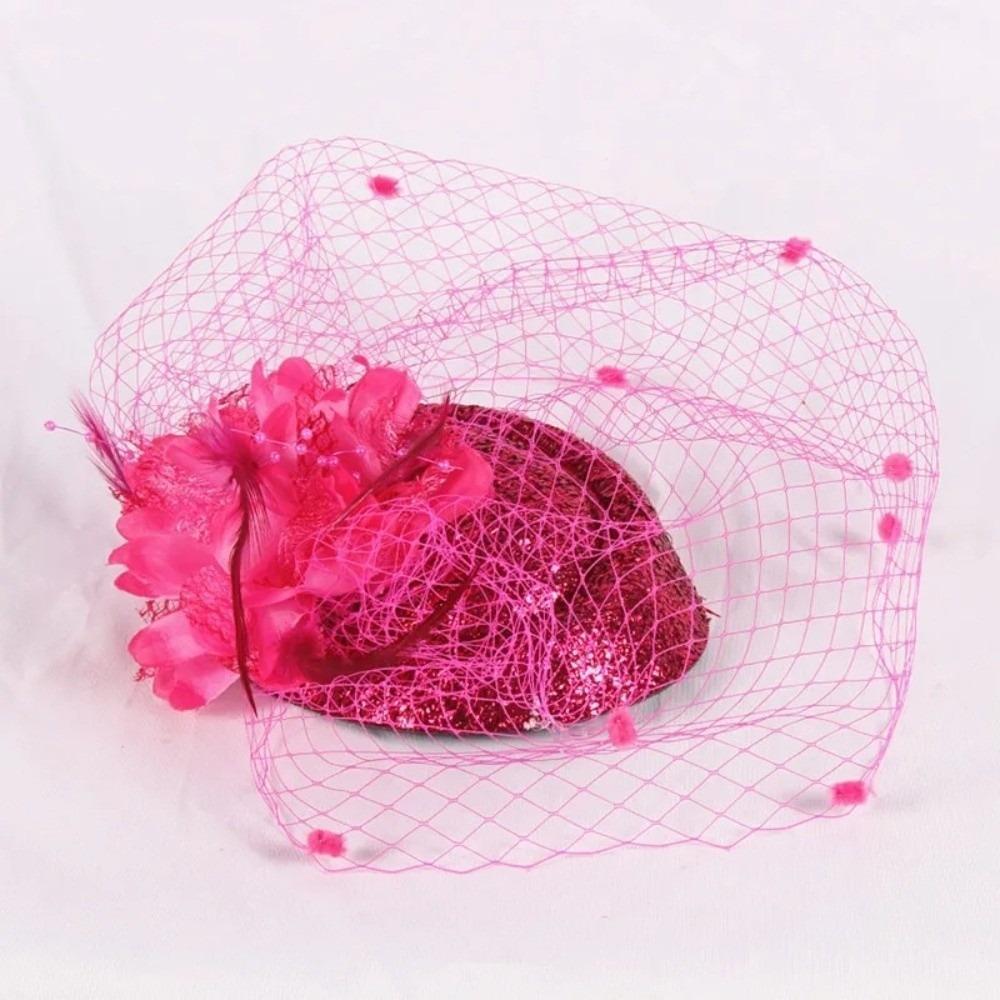 Solid Color Bridal Headdress Wave Point Hair Clip Hat Temperament Small Top Hat Women