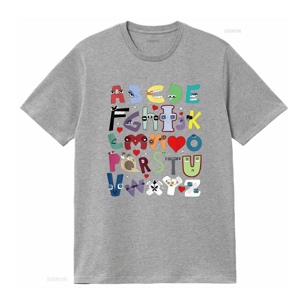 Alphabet Lore A Z I Love You Letter for Kids Boys and Girls T Shirt Vintage Washed Graphic Fashion Breathable Stretched Unisex