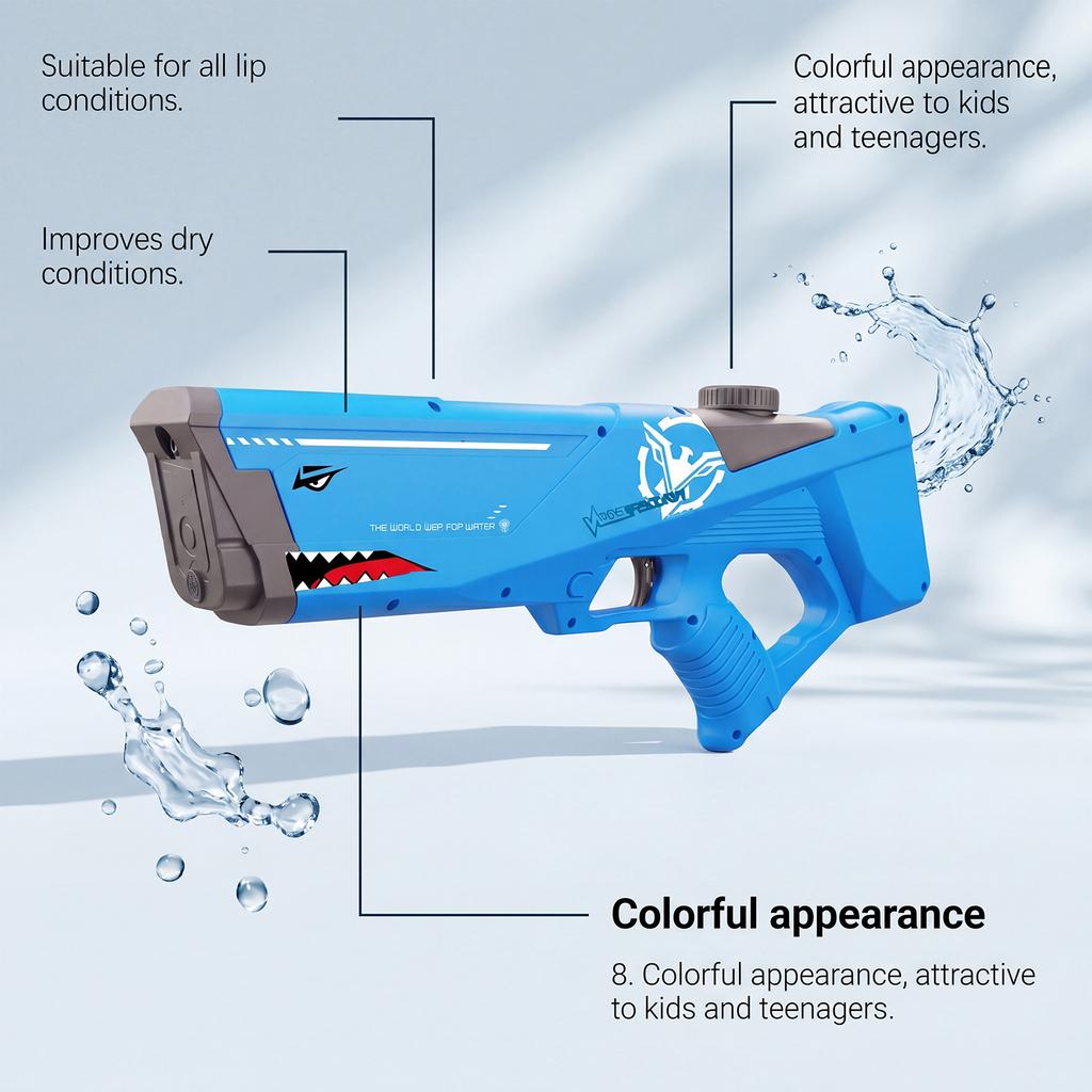 Electric Water Gun Automatic Rechargeable Water Blaster High Capacity Water Tank Strong Electric Pump Water Shooter Toy for Outdoor Play
