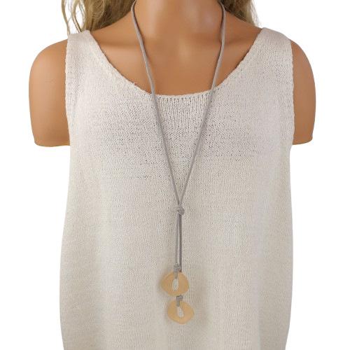 Nouveau pendentif long géométrique brossé fait main en cuir avec cordon, simple petit pendentif géométrique pour femme