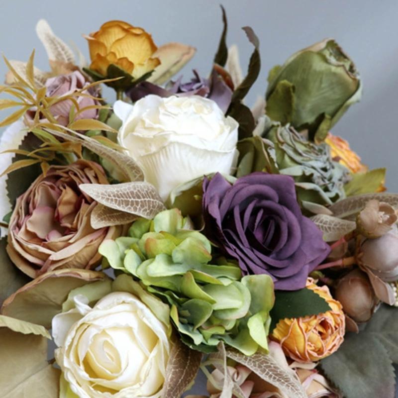 Artificial Flower Wedding Bouquet for Bride Bridesmaid Elegant Silk Flower Champagne Bridal Bouquet for Formal Occasion