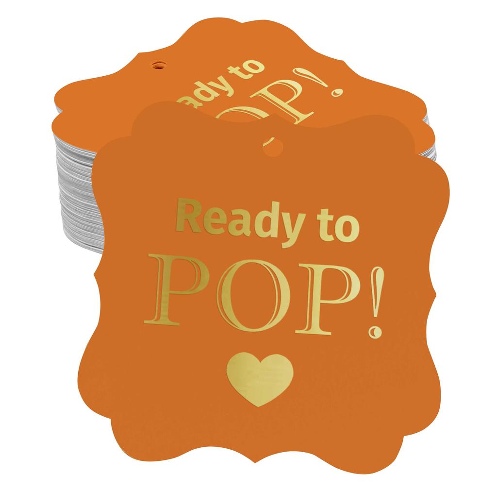 Inkdotpot Real Gold Foil Ready To Pop Baby Shower Tags Favor Bracket Shape Hang Pack Of 100 Paper