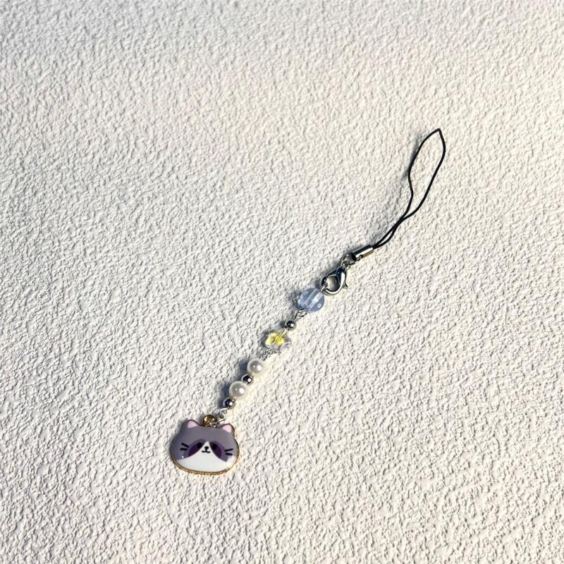 Uroczy Kotek Zawieszka do Telefonu Słodkie Zwierzątko Breloczek Kreatywna Ręcznie Robiona Bransoletka Pasek Przeciw Zagubieniu Dla Kobiet i Dziewcząt