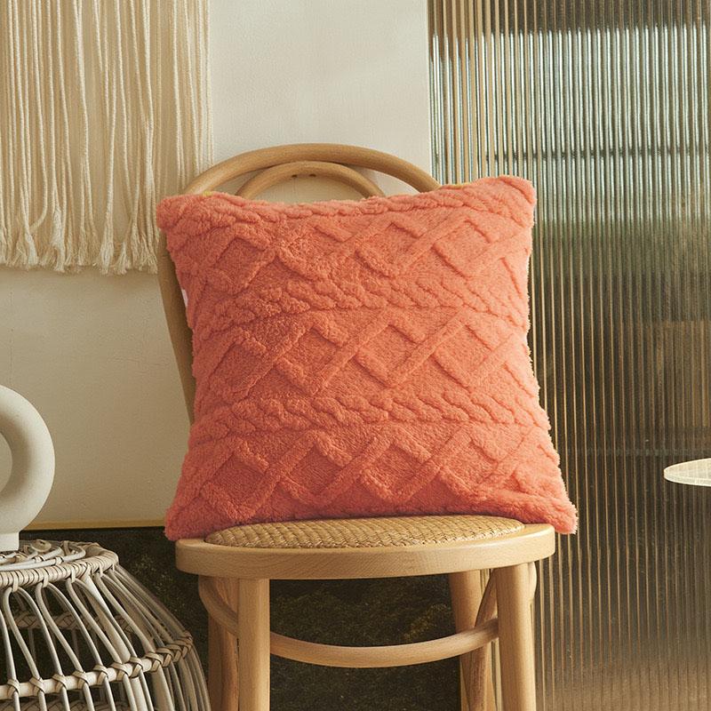 

1 шт., мягкий плюшевый чехол для подушки в геометрическом стиле с двухсторонней отделкой, домашний декор, спальня, гостиная, 18 дюймов * 18 дюймов / 45 см * 45 см, без сердцевины подушки испанские оранжевого