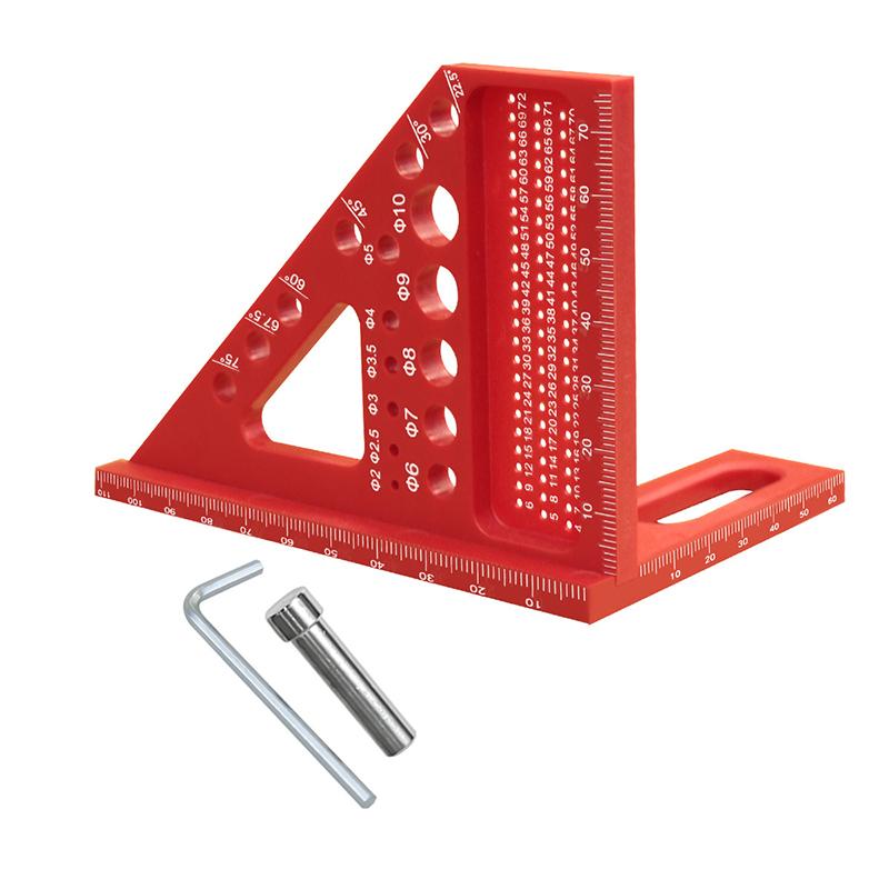 Woodworking Multi Angle Square Protractor Red Plastic Angler Scriber Woodworking Square or W/ Dowel Pins Miter Triangular Ruler