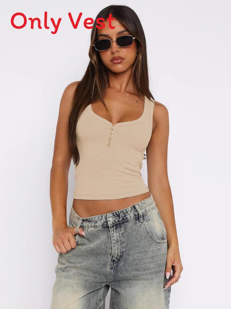 American Sexy Girl Low U Neck Sleeveless Top With Ribbed Fabric For Summer Party Wear