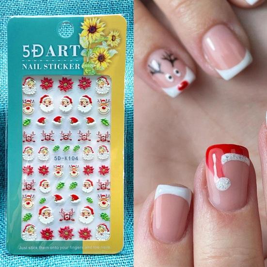 1 Sheet Christmas Designs Art Snowflake Sticker Festive Santa Nail Elk Safe Easy To