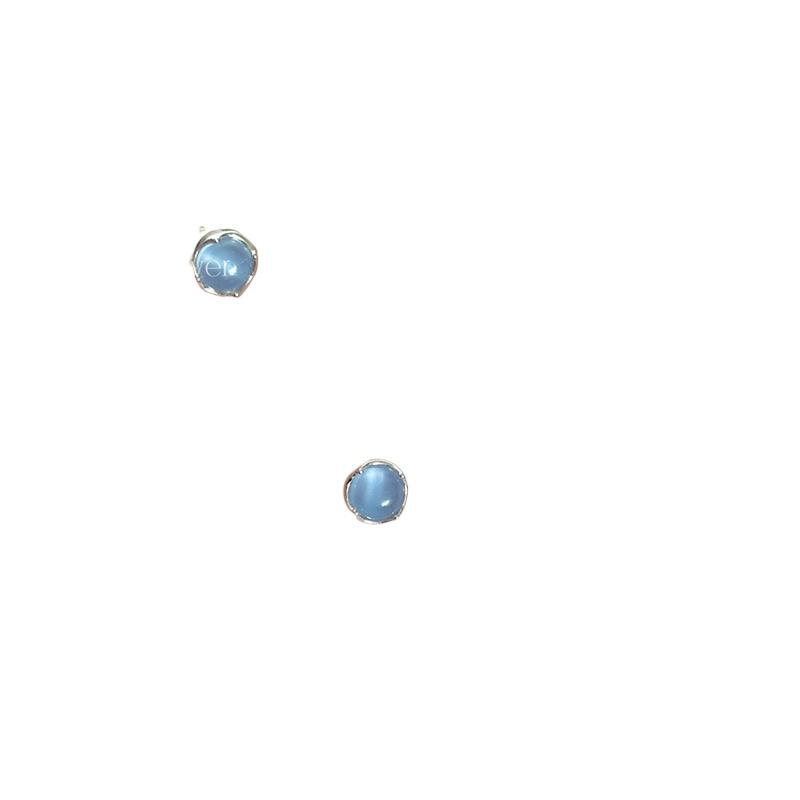 Fresh silver 925 round blue crystal earings stud Simple design new in light luxury exquisite earrings for women party jewelry