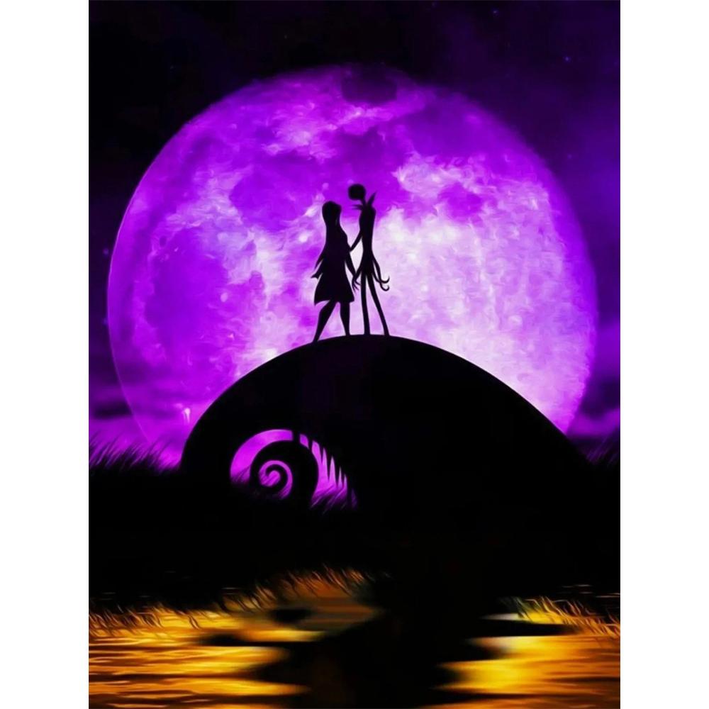 

Disney Diamond Painting The Nightmare Before Christmas Jack Sally Silhouette Theme Illustration DIY 5D Cartoon Mosaic Cross Stitch Gift RoomDecoration Round 20x30cm