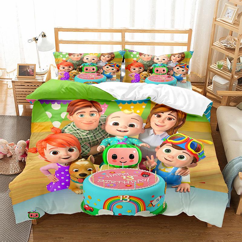 Super baby cartoon animation digital printing bedding three-piece set