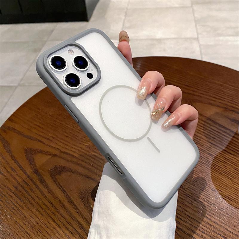 

Ультратонкий чехол для беспроводной зарядки Magsafe Magnetic для iPhone 16 15 14 Plus 13 12 Pro Max матовый полупрозрачный противоударный чехол For iPhone 16 Pro