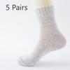5 Pairs of Men's Autumn and Winter Thickened Warm New Pure Color National Wind Rabbit Wool Socks