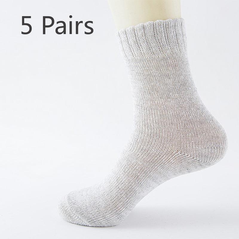 5 Pairs of Men's Autumn and Winter Thickened Warm New Pure Color National Wind Rabbit Wool Socks