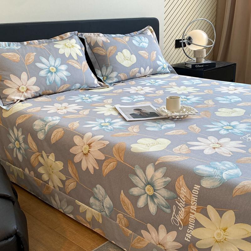 Retro Floral Pattern Bed Sheet Set 100% Cotton Bed Sheets Soft Breathable Bedspread with Pillowcases Queen Size Bedding Set
