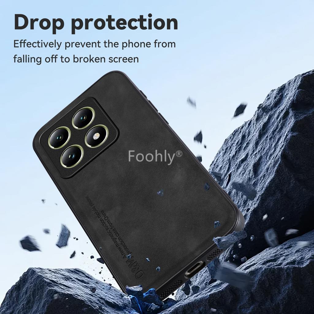 Nubuck Leather Magnetic Case for Xiaomi 14T Pro Mi 14 5G Protective Cover Shockproof Back Shell Coque Capa Fundas