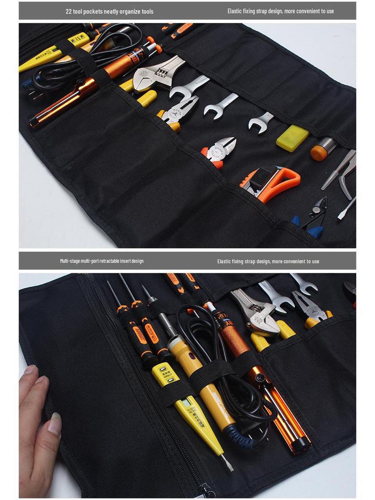 Electrician's Roll-up Tool Storage Bag - Wear-resistant, Thickened Canvas for Multifunctional Use