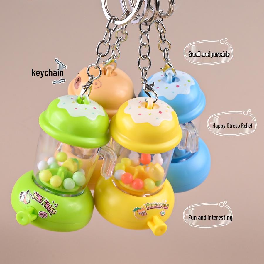 Cartoon Juicer Keychain: Mini Juice Maker Bag Charm & Children's Stress Relief Toy