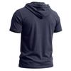Men’s T-shirts Hooded Short Sleeves Cotton Shirts Fitness Tops Casual Street Punk Hip Hop Style Wear