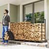0.8m³ Adjustable Log Store with Waterproof Cover and Steel Chains, 235x31x116 cm, Black