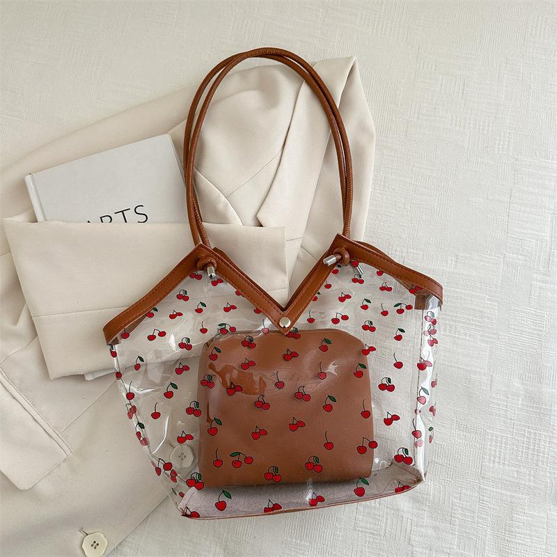 

Large capacity tote bag autumn and winter new versatile commuter shoulder underarm bag premium texture handbag коричневий