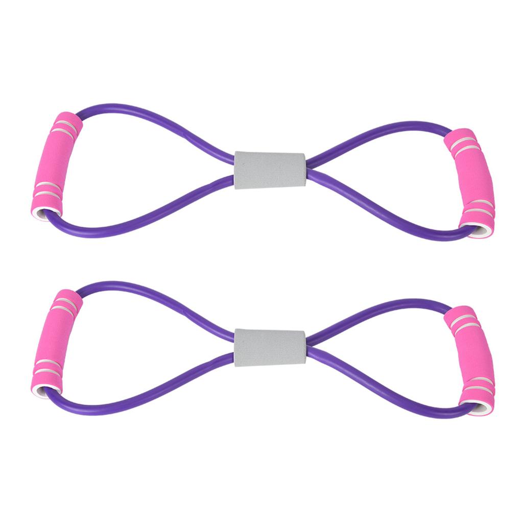 2Pcs 8-Shaped Pull Rope Chest Expander Elasticity Belt Stretching Strap Yoga Fitness Equipmentpurple