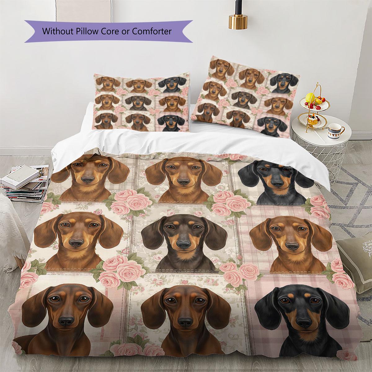 

Cute puppyportrait Pattern Bedding Quilt Set Quilt Cover Pillowcase Home Decoration Birthday Gift (1 * duvet cover + 2 * pillowcase, without core) 135x200cm