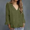 Women's Fashionable V-neck  Solid-color Pullover Casual Top
