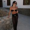 OFTBUY 2025 New Summer Sexy Solid Long Dress Swimsuit Women 3 Pieces Bikini Set Bra Plain Beach Swimwear Female