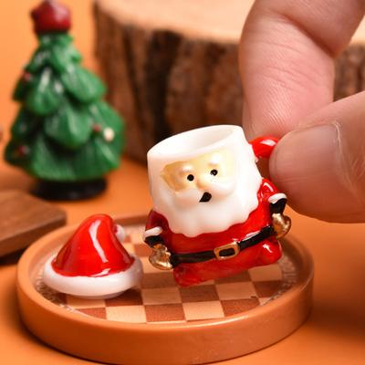Mini Santa Claus Šálek na čaj Dekorace Miniaturní Vánoční Šálek Scéna Krajina Pryskyřičné Doplňky pro Domeček pro Panenky Vánoční Řemesla a Dárky