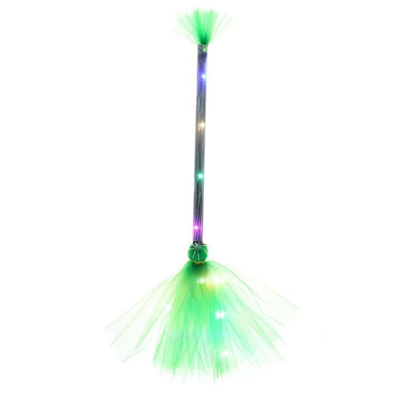 Halloween Party Lighted Witch Broom Plastic Broomsticks Kid Broom Props for Halloween Cosplay Decoration