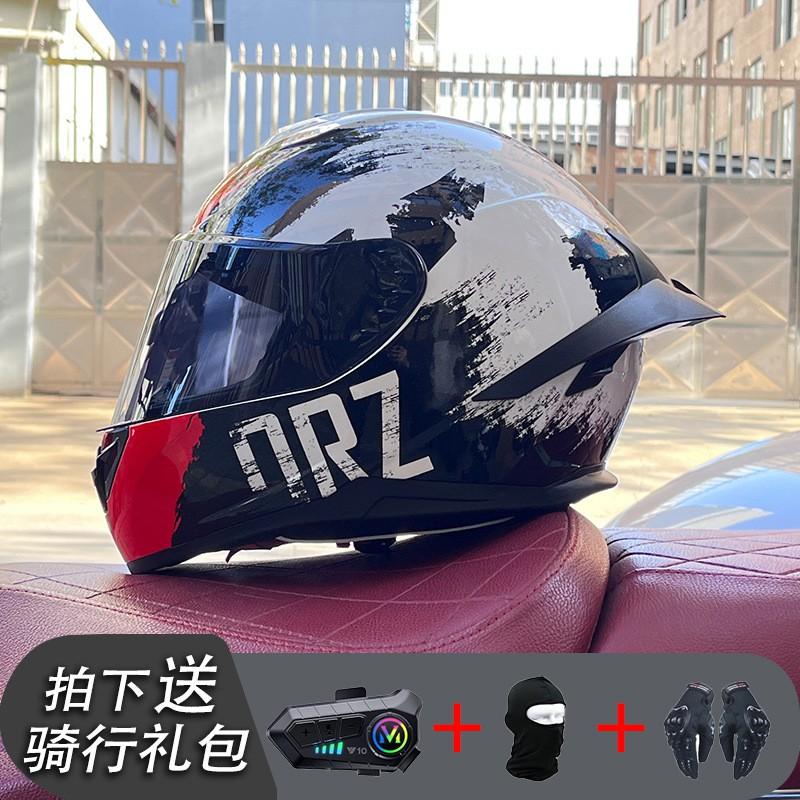 ECE/GB Certified Full Face Motorcycle Helmet With Bluetooth Intercom Men Women Use Large Rear Wing Stylish Design