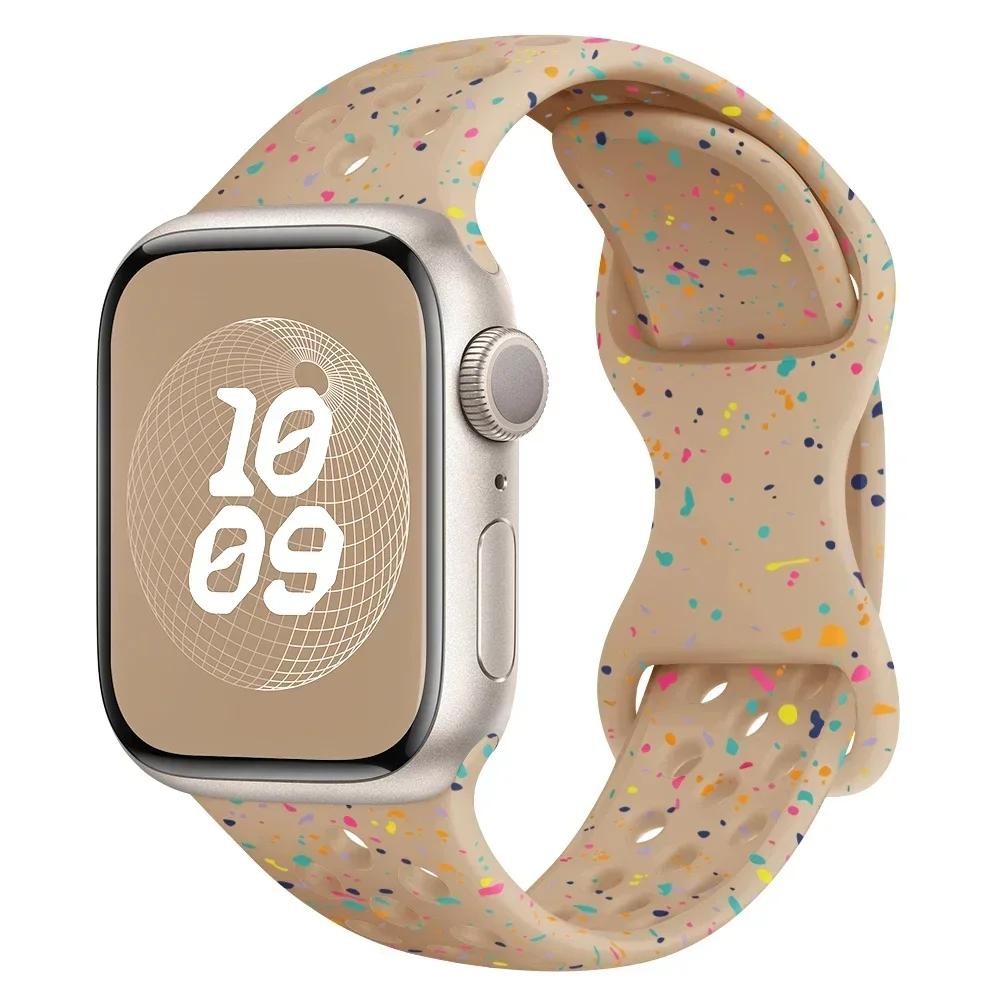 Original Silicone Strap For Apple Watch Band 44mm 45mm 40mm 41mm 38 42mm Correa Breathable Iwatch Series 9 8 SE 7 6 Ultra 2 49mm