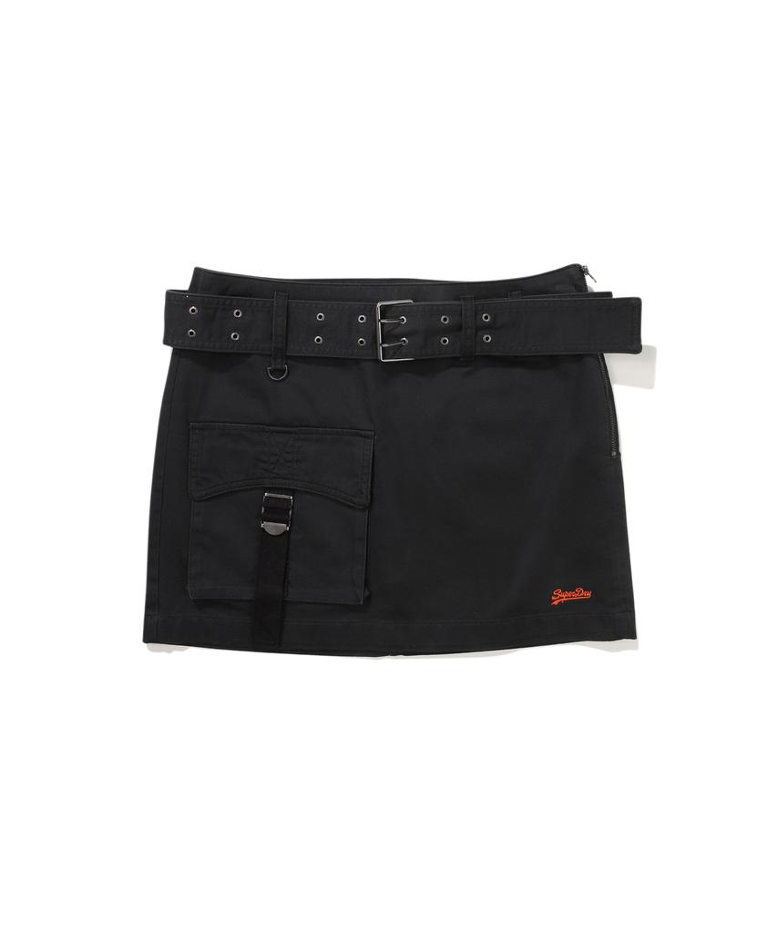 Syupeodeulai W Belted Out-Pocket Mini Skirt Black