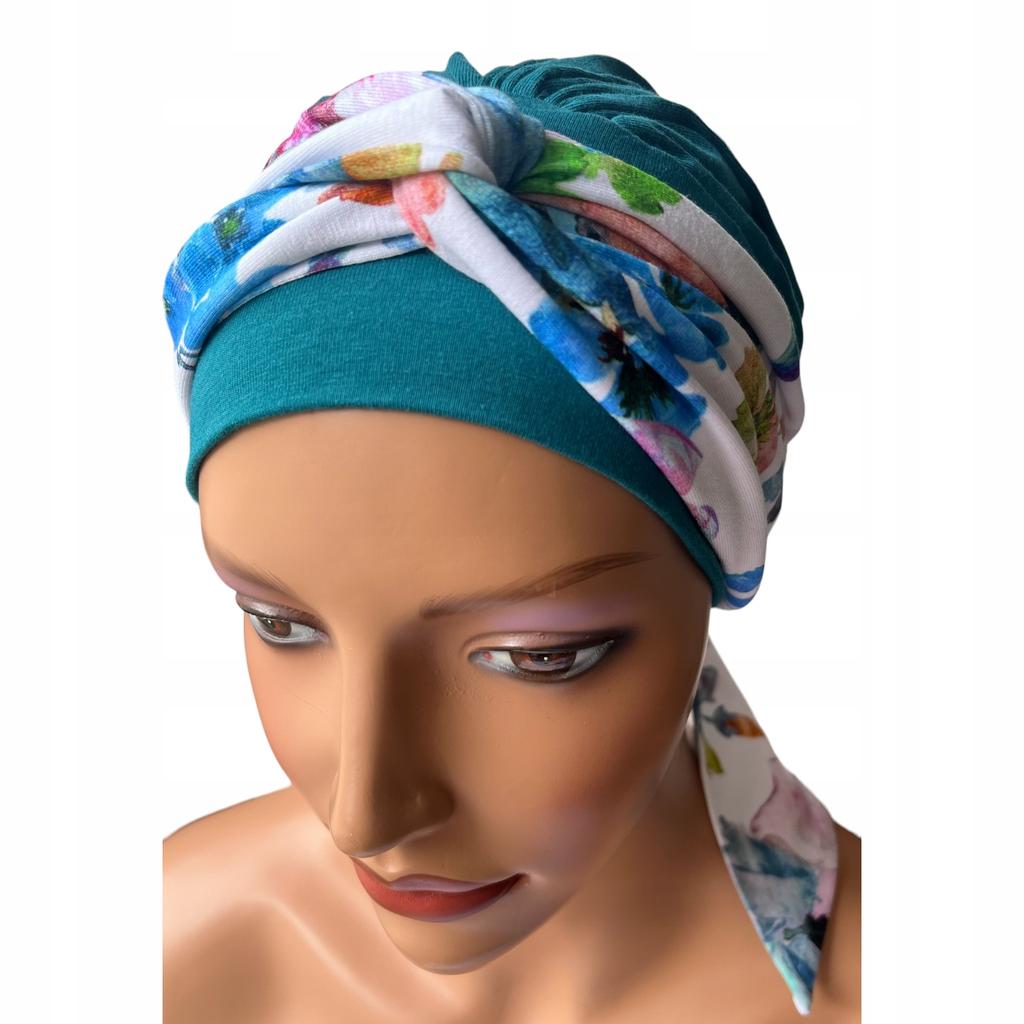 Turban Damski Wiosenny Lena 024-414 Chusta Miękka Także Po Chemioterapii