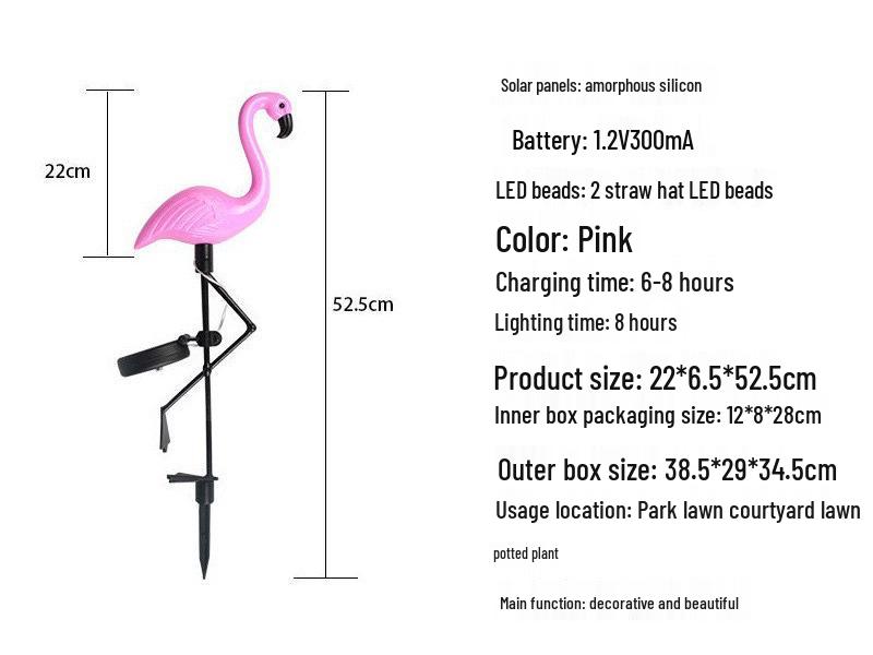 

Фламинго Солнечный Водонепроницаемый Уличный Садовый Светильник Flamingo Solar Lawn Light