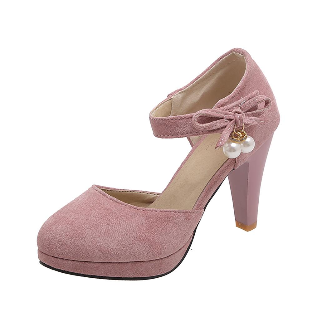 

Мода 2025 Весна Новые Флоковые Женские Туфли Мэри Джейн на Платформе Модные Кружевные Банты Толстый Высокий Каблук Женские Вечерние Свадебные Женские Туфли 34 розовый