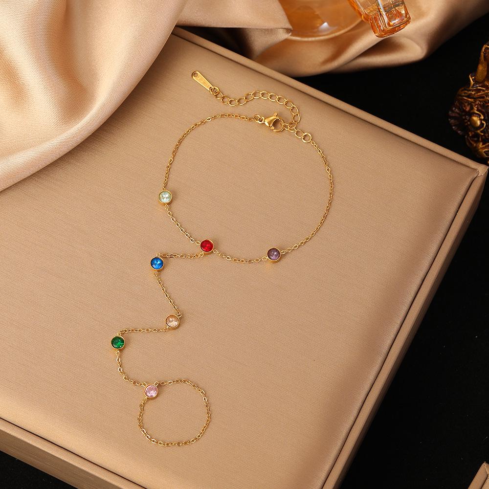 Gold-Plated Double Layer Thin Chain Stainless Steel Hand Chain Jewelry
