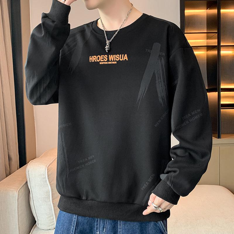 Spring Autumn Round Neck Loose Casual Hip Hop Printing Sweatshirt Male Pullover Top Men